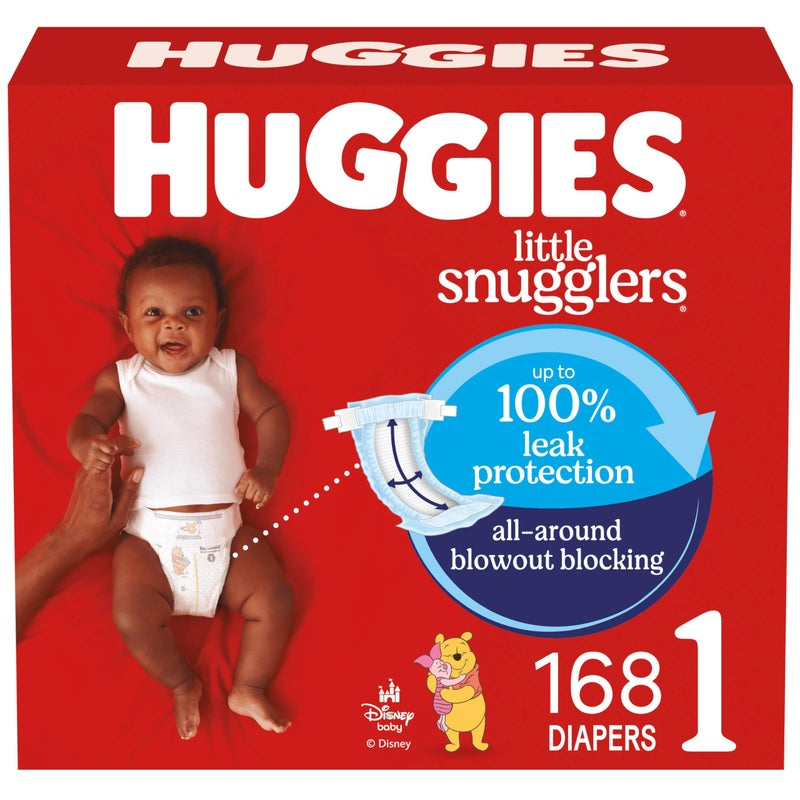 Huggies Size 1 Diapers, Little Snugglers Baby Diapers, Size 1 (8-14 lbs), 168 Count, Packaging May Vary - Image 1